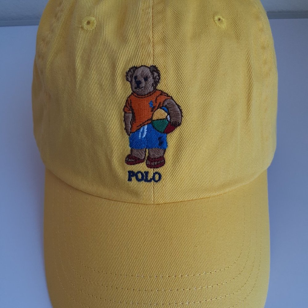 Polo Ralph Lauren Beach Bear Yellow Baseball Cap Hat Adjustable NEW With Tags - Picture 9 of 11